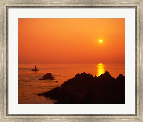 Framed Pointe du Raz at Sunset, Brittany, France Print