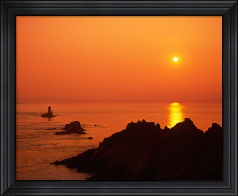 Framed Pointe du Raz at Sunset, Brittany, France Print