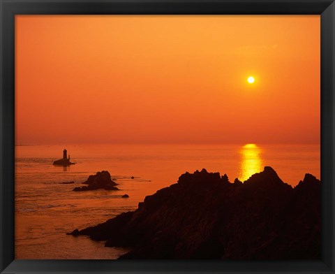 Framed Pointe du Raz at Sunset, Brittany, France Print