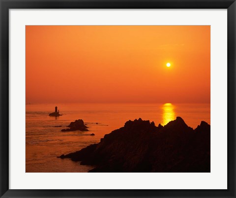 Framed Pointe du Raz at Sunset, Brittany, France Print