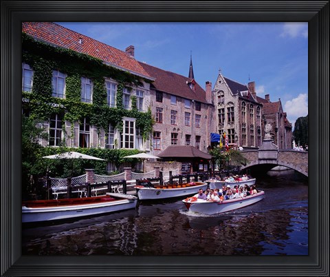 Framed Tourist Boats, Bruges, Belgium Print