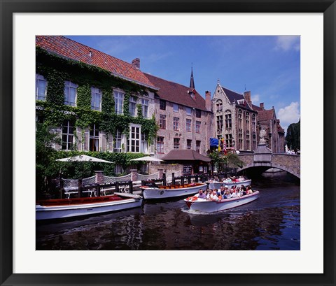 Framed Tourist Boats, Bruges, Belgium Print