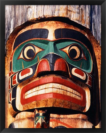 Framed Totem Pole,Vancouver Island Print