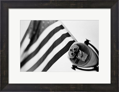 Framed Black and White American Flag Print