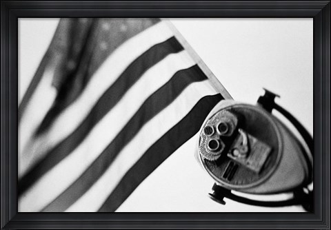 Framed Black and White American Flag Print