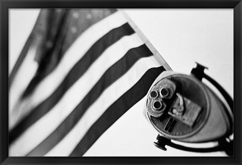 Framed Black and White American Flag Print