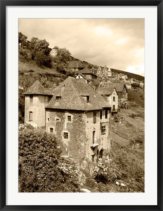 Framed Medieval houses, Aveyron, Conques, France Print