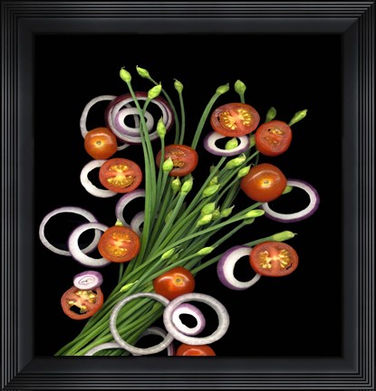 Framed Chive Blossoms, Tomatoes &amp; Onion Print