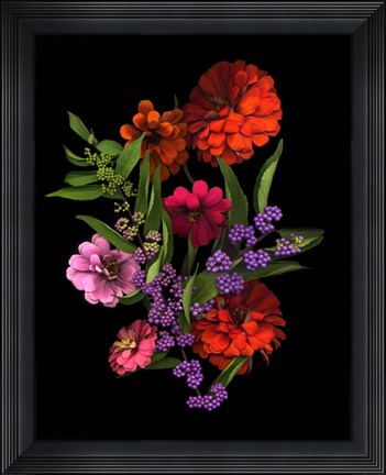 Framed Zinnia And Berries Print