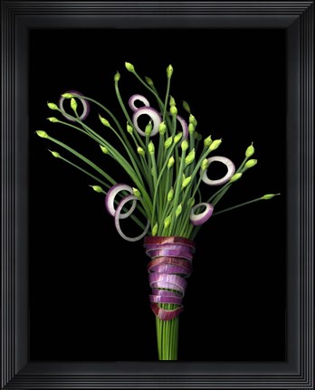 Framed Chive Blossoms &amp; Red Onion Print