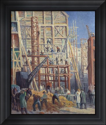 Framed Construction Site, 1911 Print