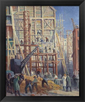 Framed Construction Site, 1911 Print