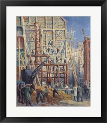 Framed Construction Site, 1911 Print