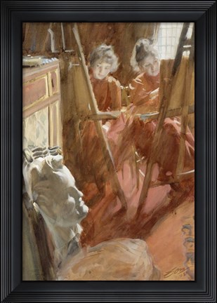 Framed Young Schwartz Girls Drawing, , 1889 Print