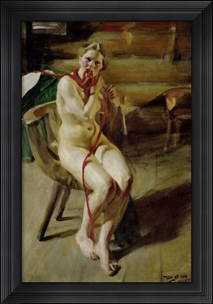 Framed Nude Braiding Her Hair, 1907 Print