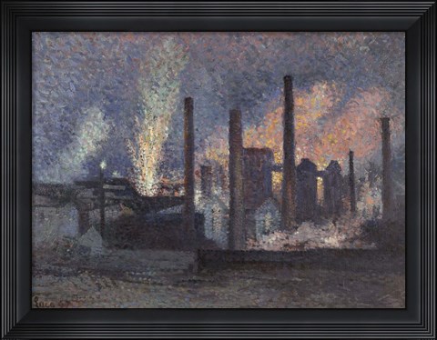 Framed Factories Near Charleroi, 1897 Print
