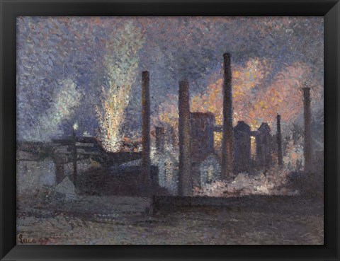 Framed Factories Near Charleroi, 1897 Print