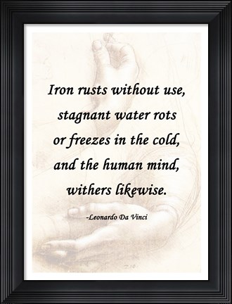 Framed Iron Rusts Without Use -Da Vinci Quote Print