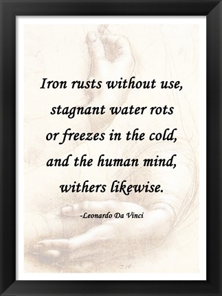 Framed Iron Rusts Without Use -Da Vinci Quote Print