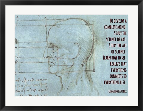 Framed To Develop a Complete Mind -Da Vinci Quote Print