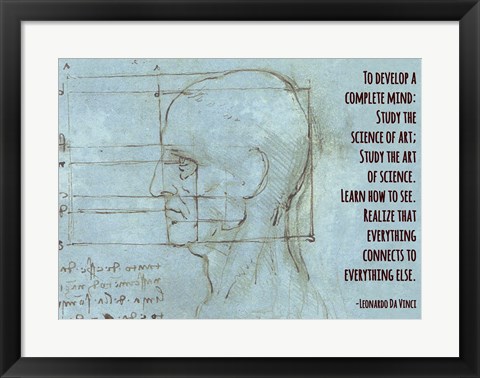 Framed To Develop a Complete Mind -Da Vinci Quote Print