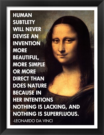 Framed Human Subtlety -Da Vinci Quote Print