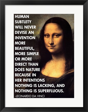 Framed Human Subtlety -Da Vinci Quote Print