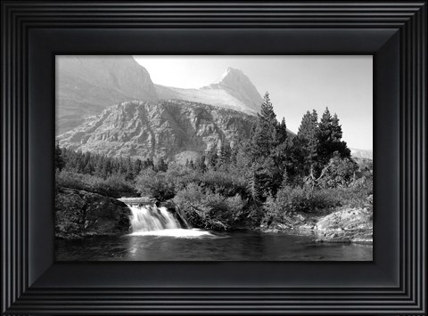 Framed Waterfall And Cliffs 6 Print