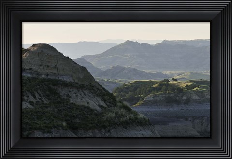 Framed Misty Mountains And Greenery Print