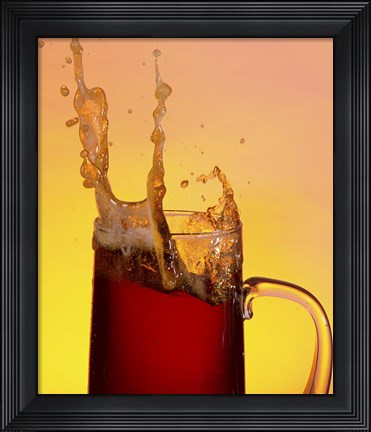 Framed Beer Mug And Splashing Foam Print