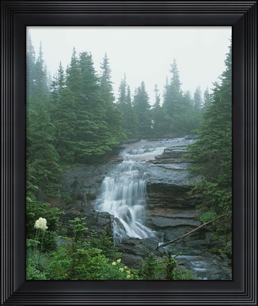 Framed Misty Daytime Falls Print