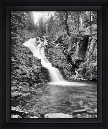 Framed Rushing Waterfall In Gorge Print
