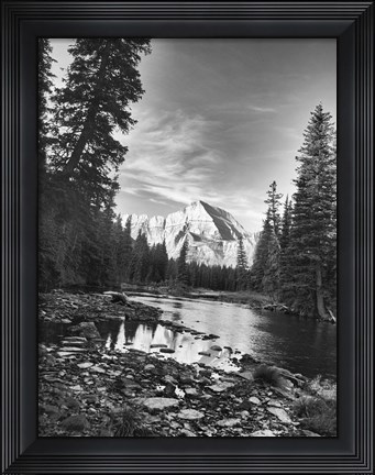 Framed Trees And Mountains White Vertical Print