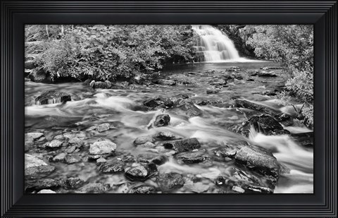 Framed Water Rushing Over Rocks Print