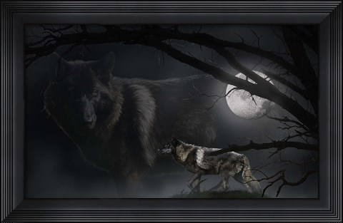 Framed Black Moon Wolf Print