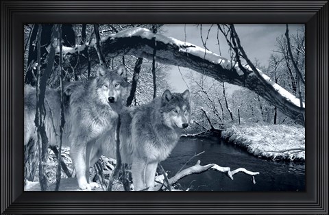 Framed At River's Edge Silvertone Print