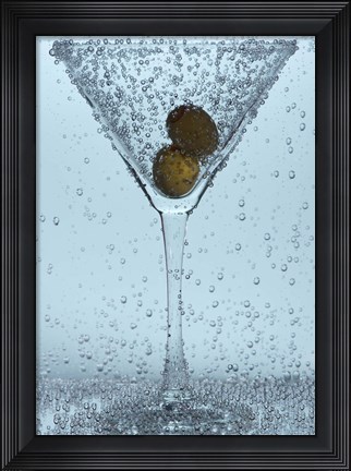 Framed Olive Duo In Martini Glass I Print
