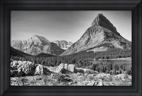 Framed Mountains And Lake Greenery Print
