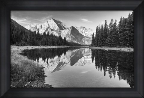 Framed Lake Reflecting White Mountains Print