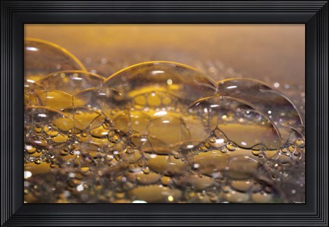 Framed Water Bubbles Reflecting Yellow Print