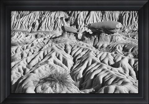 Framed Ridged Land Rocks Black And White Print