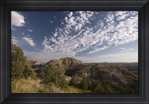 Framed Green Mountains Under Blue Sky Print