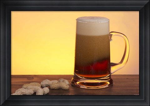 Framed Beer Foaming And Peanuts Print