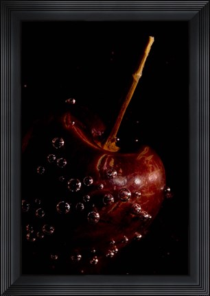 Framed Cherry Covered In Water Drops IV Print
