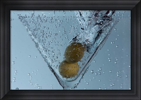 Framed Olive Duo In Martini Glass Closeup Print