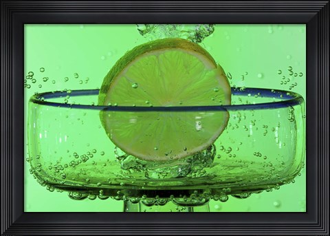 Framed Margarita Glass And Lemon Splash Print