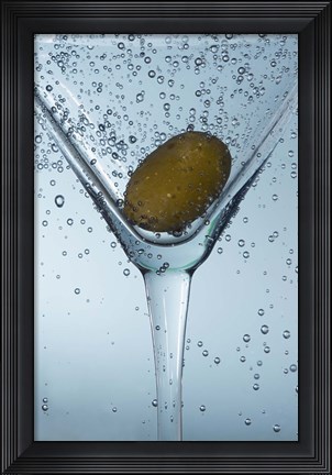 Framed Olive In Martini Glass I Print