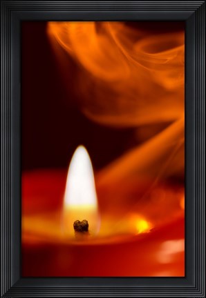 Framed Orange Candle And Smoke Print