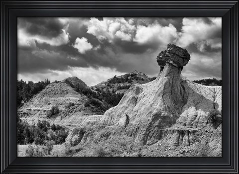 Framed Monumental Mountains Black And White Print