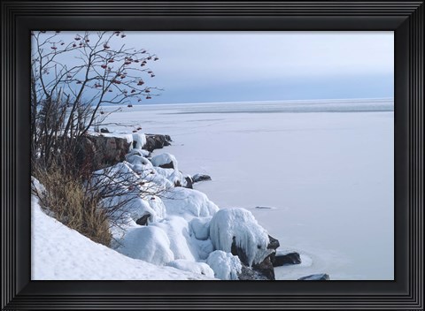 Framed Lake Superior Winter Snow 27 Print